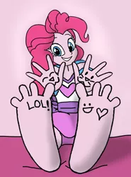 Size: 1968x2664 | Tagged: safe, artist:skullmandan, artist:skullmaster1990, artist:wizardan, derpibooru import, pinkie pie, equestria girls, barefoot, body writing, feet, foot fetish, foot focus, solo