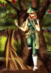 Size: 2894x4093 | Tagged: applejack, artist:lezzette, avatar the last airbender, derpibooru import, earthbender, earthbending, human, humanized, safe, solo, tree