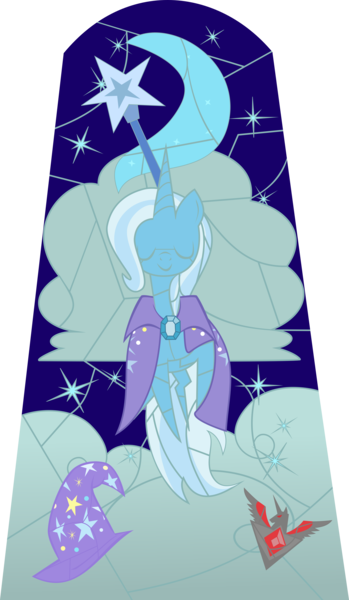 Size: 6000x10327 | Tagged: safe, artist:lunabubble-ede96, derpibooru import, trixie, pony, unicorn, absurd resolution, alicorn amulet, female, mare, solo, stained glass