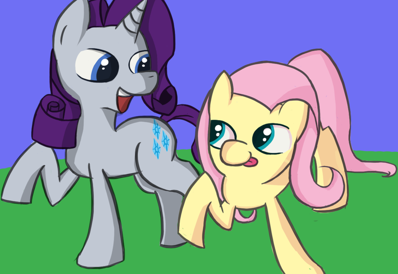 Size: 1117x768 | Tagged: safe, artist:flutteriot, derpibooru import, fluttershy, rarity, le lenny face