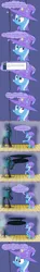 Size: 1280x8609 | Tagged: safe, artist:evil-dec0y, derpibooru import, queen chrysalis, trixie, changeling, changeling queen, pony, unicorn, comic:trixie vs., cape, clothes, comic, female, hat, imagination, mare, racism, stage, trixie's cape, trixie's hat