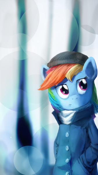 Size: 4000x7100 | Tagged: absurd file size, absurd resolution, anthro, artist:anticular, rainbow dash, safe, solo, wallpaper, winter