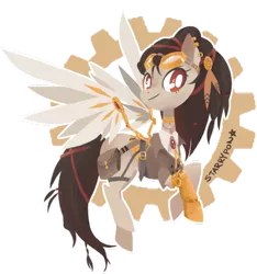 Size: 600x642 | Tagged: amputee, artificial wings, artist:starrypon, augmented, derpibooru import, mechanical wing, oc, prosthetic limb, prosthetics, prosthetic wing, safe, solo, steampunk, unofficial characters only, wings