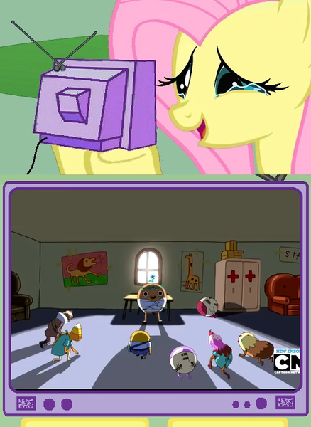 Size: 563x771 | Tagged: adventure time, derpibooru import, exploitable meme, feels, fluttercry, fluttershy, meme, obligatory pony, safe, tv meme