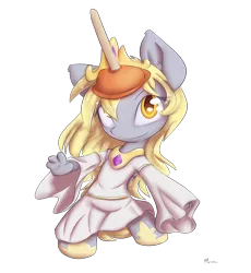 Size: 1700x1850 | Tagged: anthro, artist:alasou, chibi, clothes, costume, cute, derpibooru import, derpicorn, derpy hooves, plunger, plungercorn, plungicorn derpy, safe, simple background, solo, transparent background