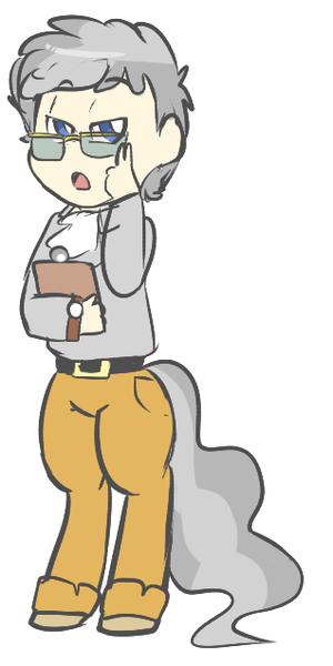 Size: 318x637 | Tagged: safe, artist:mt, derpibooru import, oc, oc:mason, unofficial characters only, satyr, belt, clipboard, clothes, glasses, looking at you, offspring, open mouth, parent:mayor mare, solo