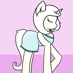 Size: 3000x3000 | Tagged: safe, artist:ivorylace, artist:katiespalace, derpibooru import, oc, oc:ivory lace, unofficial characters only, pony, unicorn, ask, bandeau, clothes, eyes closed, frilly underwear, lingerie, nightgown, solo, tumblr, underwear