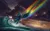 Size: 2000x1250 | Tagged: safe, artist:rain-gear, derpibooru import, rainbow dash, pegasus, pony, clothes, cloudy, epic, female, mare, ocean, rainbow trail, scarf, scenery, solo, spread wings, trail, water