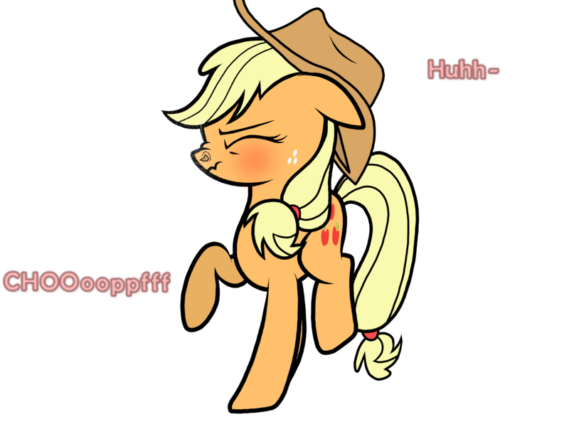 Size: 2048x1536 | Tagged: applejack, artist:sneezyapplejack, blushing, derpibooru import, fetish, mucus, nostrils, raised hoof, safe, simple background, sneezing, sneezing fetish, snot, solo, spit, spray, stifled sneeze