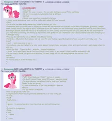 Size: 863x934 | Tagged: 4chan, anon in equestria, derpibooru import, feels, greentext, interrupted, /mlp/, pinkie pie, rejection, rejection is magic, sad, safe, text, text only