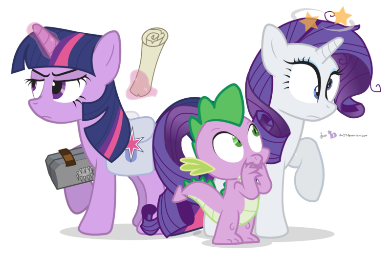 Size: 1050x690 | Tagged: safe, artist:dm29, derpibooru import, rarity, spike, twilight sparkle, twilight sparkle (alicorn), alicorn, pony, inspiration manifestation, book, circling stars, derp, female, inspiration manifestation book, magic, mare, simple background, transparent background, trio, twilight is not amused, unamused