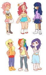 Size: 613x1000 | Tagged: applejack, artist:burgerlicious, derpibooru import, fluttershy, human, humanized, mane six, pinkie pie, rainbow dash, rarity, safe, twilight sparkle