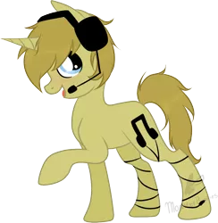 Size: 884x906 | Tagged: artist:monsterbunnies, derpibooru import, headphones, pewdiepie, ponified, safe, solo