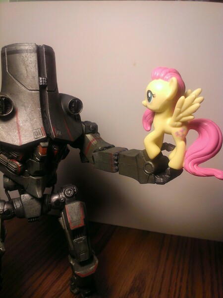 Size: 960x1280 | Tagged: cherno alpha, derpibooru import, fluttershy, irl, neca, pacific rim, photo, safe, toy