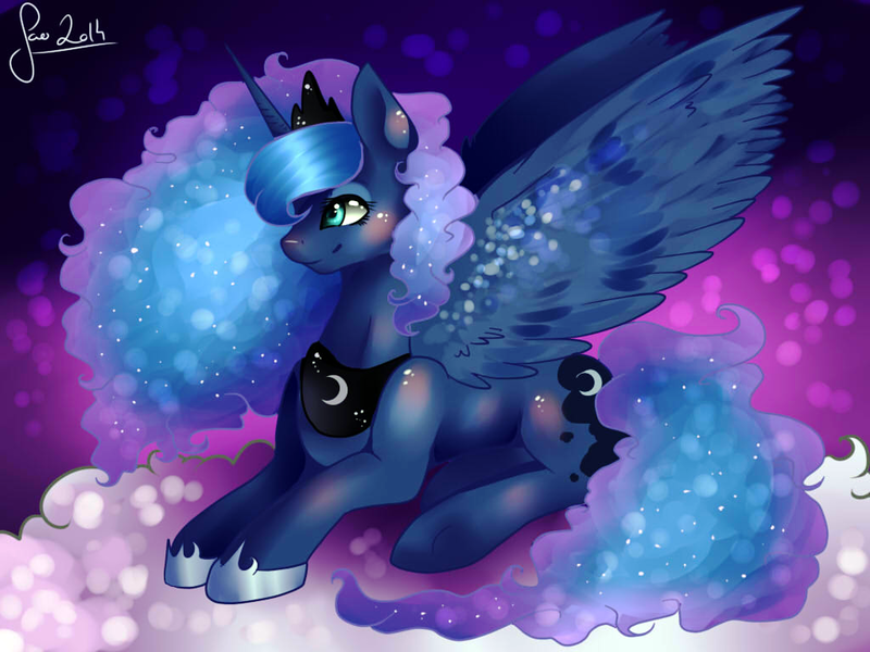 Size: 1024x768 | Tagged: artist:saoiirse, galaxy mane, princess luna, prone, safe, solo