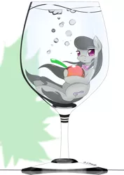 Size: 2400x3394 | Tagged: safe, artist:zzvinniezz, derpibooru import, octavia melody, pony, cherry, cocktail, cup of pony, micro, solo, surreal