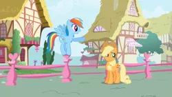 Size: 1365x768 | Tagged: applebuck season, applejack, rainbow dash, safe, screencap