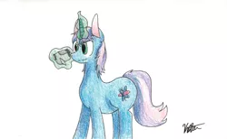 Size: 4304x2656 | Tagged: safe, artist:circleartdesigns, derpibooru import, oc, oc:gyro tech, unofficial characters only, pony, unicorn, colored pencil drawing, male, solo, stallion, traditional art