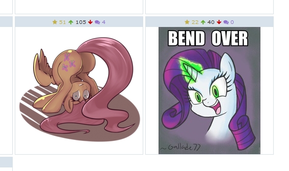 Size: 567x336 | Tagged: suggestive, artist:cyberfire22, derpibooru import, fluttershy, rarity, pony, unicorn, derpibooru, bend over, exploitable meme, green eyes, image macro, inspirarity, juxtaposition, juxtaposition win, meme, meta, plot, possessed, solo