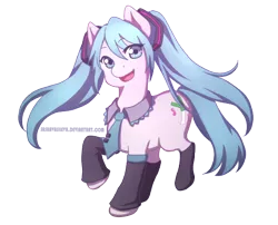 Size: 620x501 | Tagged: artist:sashavasileva, clothes, derpibooru import, hatsune miku, ponified, safe, solo, vocaloid