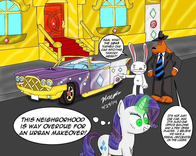 Size: 1078x858 | Tagged: artist:pheeph, derpibooru import, inspirarity, max, rarity, safe, sam, sam and max