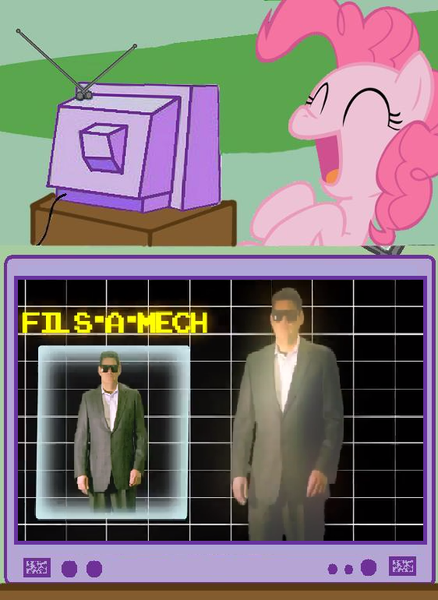 Size: 562x770 | Tagged: e3, exploitable meme, fils-a-mech, laughing, mega64, meme, nintendo, obligatory pony, pinkie pie, reggie fils-aime, safe, tv meme