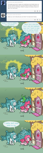 Size: 1188x4156 | Tagged: artist:dreadcoffins, ask teal swirl, comic, derpibooru import, drool, ear bite, gummy, mailbox, oc, oc:teal swirl, pinkie pie, safe, tumblr