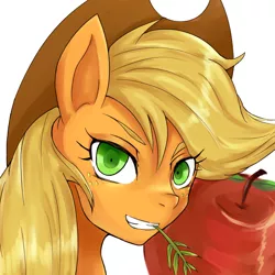 Size: 700x700 | Tagged: apple, applejack, artist:kuromozuku, derpibooru import, safe, solo, straw