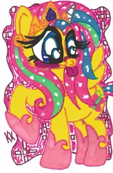 Size: 1074x1641 | Tagged: safe, artist:krazykari, derpibooru import, fluttershy, princess celestia, clothes, costume, solo, traditional art