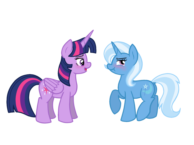 Size: 1280x960 | Tagged: safe, artist:rad-girl, derpibooru import, trixie, twilight sparkle, twilight sparkle (alicorn), alicorn, pony, blushing, female, lesbian, mare, shipping, tsundere, tsunderixie, twixie, vector