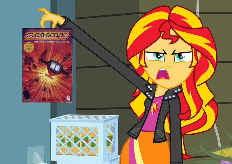 Size: 1016x720 | Tagged: safe, derpibooru import, sunset shimmer, equestria girls, exploitable meme, gamer, meme, mtv, slamscape, solo, sunset is disgusted