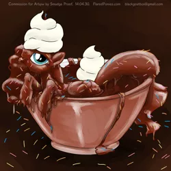 Size: 1000x1000 | Tagged: safe, artist:smudge proof, derpibooru import, princess luna, smooze, goo, pony, bowl, chocolate, chocolate sauce, commission, cup of pony, food, food fetish, gloop, messy, sauce, solo, sprinkles, sundae bowl, super bowl, whipped cream