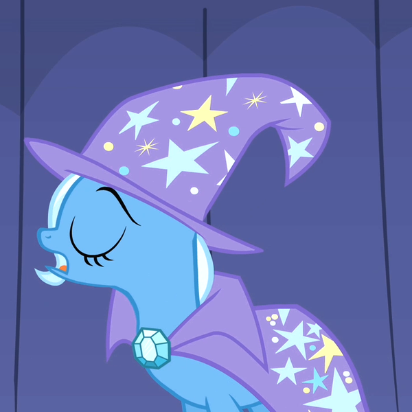 Size: 720x720 | Tagged: safe, derpibooru import, screencap, trixie, pony, unicorn, boast busters, female, mare, reaction image, solo