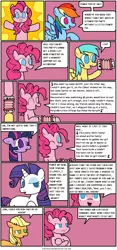 Size: 915x1954 | Tagged: safe, artist:thelonelyartisian, derpibooru import, applejack, derpy hooves, fluttershy, pinkie pie, rainbow dash, rarity, twilight sparkle, earth pony, pegasus, pony, unicorn, comic:pie eating contest, accordion, comic, female, imminent vore, implied vore, mane six, mare, musical instrument, party