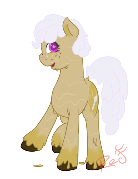 Size: 1000x1300 | Tagged: artist:red note, chocolate chips, derpibooru import, food pony, ice cream, oc, oc:sundae scoop, original species, safe, simple background, solo, sprinkles, transparent background, unofficial characters only, whipped cream