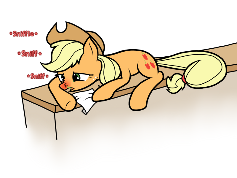 Size: 2048x1536 | Tagged: applejack, artist:sneezyapplejack, cold, derpibooru import, fetish, flu, green, illness, mucus, safe, sick, sneezing, sneezing fetish, sniffling, snot, solo, tissue