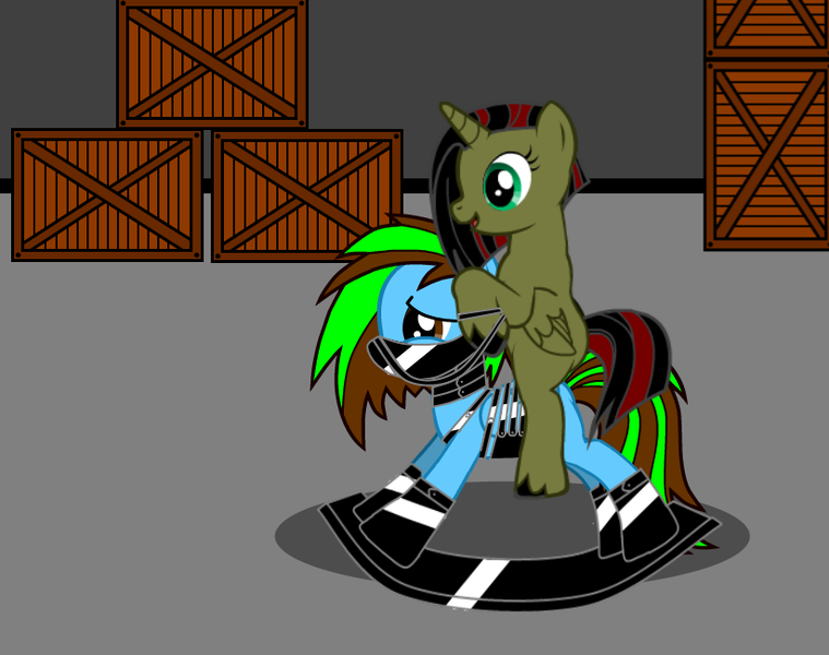 Size: 822x650 | Tagged: questionable, artist:hunter117x, derpibooru import, oc, unofficial characters only, alicorn, pony, pony creator, alicorn oc, bondage, bound wings, gag, living object, muzzle gag, pony creator porn, reins, rocking horse, rocking horse bondage