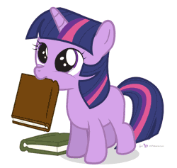 Size: 600x569 | Tagged: safe, artist:dm29, derpibooru import, twilight sparkle, pony, unicorn, adorkable, animated, behaving like a dog, bibliovore, blinking, book, bookhorse, cute, diabetes, dork, female, filly, filly twilight sparkle, foal, gif, happy, hnnng, image, julian yeo is trying to murder us, looking up, mouth hold, nom, resistance is futile, simple background, smiling, solo, tail wag, that pony sure does love books, twiabetes, twilight dog, unicorn twilight, weapons-grade cute, white background, younger