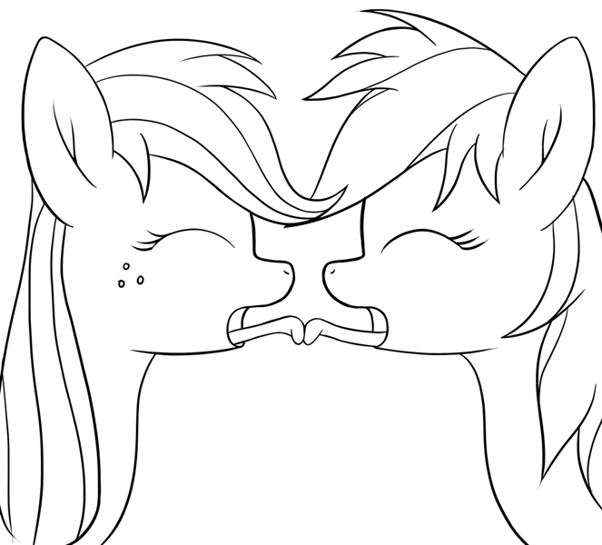 Size: 1000x905 | Tagged: artist needed, source needed, questionable, derpibooru import, applejack, rainbow dash, animated, appledash, black and white, female, grayscale, kissing, lesbian, monochrome, prehensile tongue, shipping, tongue out, tongue wrestling, wat