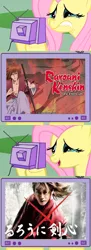 Size: 562x1542 | Tagged: derpibooru import, exploitable meme, fluttercry, fluttershy, kenshin himura, meme, obligatory pony, rurouni kenshin, safe, tv meme