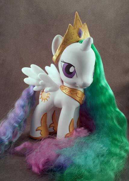 Size: 730x1024 | Tagged: artist:hannaliten, custom, derpibooru import, irl, photo, princess celestia, safe, styling size, toy