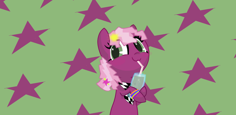 Size: 1366x666 | Tagged: :3, 80s, 80s cheerilee, artist:majic-namie, bubble, cheerilee, cute, derpibooru import, drink, safe, soda, solo, stars, straw