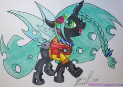 Size: 1024x726 | Tagged: artist:emr0304, changeling, derpibooru import, oc, oc:gallow wisp, safe, solo, traditional art, unofficial characters only