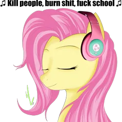 Size: 1024x1024 | Tagged: artist:winterrrr, derpibooru import, edit, fluttershy, headphones, odd future, radicals, semi-grimdark, solo, vulgar