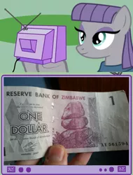 Size: 564x742 | Tagged: derpibooru import, exploitable meme, maud pie, meme, money, obligatory pony, rock, safe, tv meme, zimbabwe