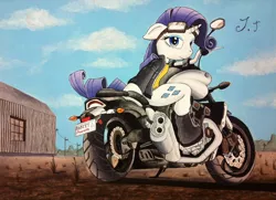 Size: 1052x760 | Tagged: artist:jet-ann, derpibooru import, motorcycle, rarity, safe, solo, traditional art