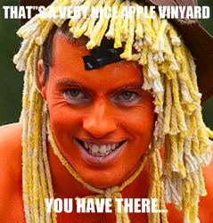 Size: 834x873 | Tagged: applejack, bodypaint, derpibooru import, edit, human, image macro, irl, irl human, meme, nightmare fuel, photo, photographer:willpeterman, safe, solo, solstice cyclists, wat