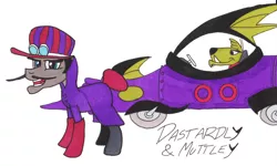 Size: 918x551 | Tagged: artist:brokenhero0409, derpibooru import, dick dastardly, muttley, ponified, safe, the mean machine, wacky races