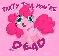 Size: 1039x986 | Tagged: artist:frostadflakes, derp, derpibooru import, party, pinkie pie, semi-grimdark, solo, text