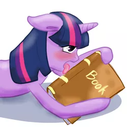 Size: 1280x1280 | Tagged: artist:anonponymk7, bibliophile, book, cargo ship, derpibooru import, drool, female, licking, shipping, solo, solo female, suggestive, that pony sure does love books, twibook, twilight sparkle